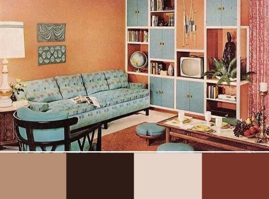 Màu sắc nội thất phong cấch retro những năm 1960.